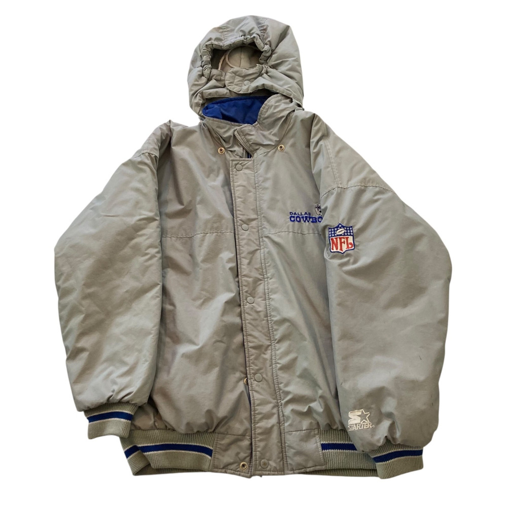 Vintage 90s Starter Dallas Cowboys NFL Hooded Jacket Mens Large Embroidered